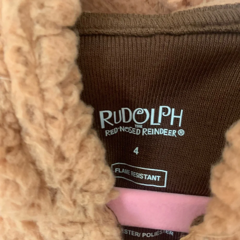 Rudolph Fleece onesie  zip pajamas Christmas hooded size 4
